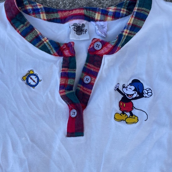 Vintage The Disney Catalog womens pajama set shorts long sleeve L/XL Plaid - Picture 3 of 5